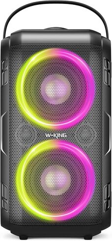 W-KING Bluetooth Speaker, Portable Wireless Outdoor Loud Bluetooth Speaker with 24H Play Time, Rich Bass, Huge 105dB Sound, Mixed Color LED Lights, TF Card, USB Playback, Big Speaker for Home, Party in Kuwait
