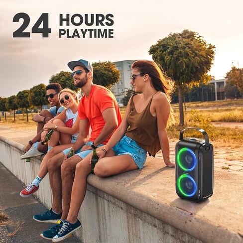 W-KING Bluetooth Speaker, Portable Wireless Outdoor Loud Bluetooth Speaker with 24H Play Time, Rich Bass, Huge 105dB Sound, Mixed Color LED Lights, TF Card, USB Playback, Big Speaker for Home, Party in Kuwait
