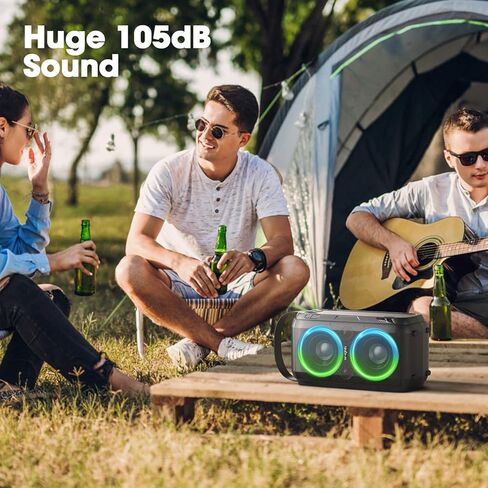 W-KING Bluetooth Speaker, Portable Wireless Outdoor Loud Bluetooth Speaker with 24H Play Time, Rich Bass, Huge 105dB Sound, Mixed Color LED Lights, TF Card, USB Playback, Big Speaker for Home, Party in Kuwait