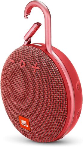 مكبر صوت JBL Clip 3 محمول بتقنية البلوتوث مقاوم للماء IPX7 مع حلقة تسلق مدمجة ومكبر صوت وميكروفون لإلغاء الضوضاء، أحمر (متجدد) in Saudi Arabia