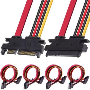 DKARDU 4 Pack 22-pin (7+15) SATA Data and Power Combo Extension Cable, 22-pin (7+15) Sata Male to Female Hard Drive Cable for HDD SDD Optical Drive 50cm 20-inch in Saudi Arabia
