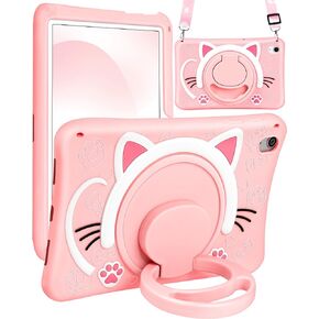 Wazzasoft for iPad 10th Generation Case 10.9 Inch Girls Cute Cat Kawaii Cover Girly 3D Cartoon Women Kitten with Rotating Handle Stand & Strap Soft Silicone Funda for Apple iPad 10th Gen Cases in Kuwait