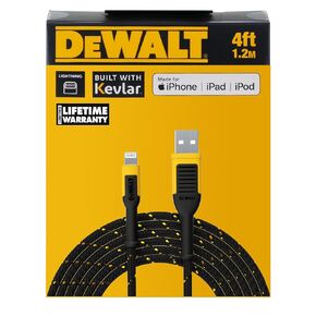 DEWALT Lightning to USB Cable — Reinforced Braided Cable for Lightning — Charger Cord Compatible with iPhone — Apple Compatible Charging Cable… (USB C to Lightning, 6 Foot)