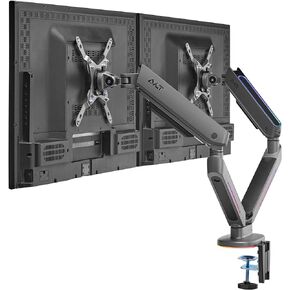 AVLT Dual 27 "-43" RGB Gaming Monitor Arm Mount Desk Mount مدمج 20 وضع إضاءة للتحكم في زر اللمس يناسب شاشة مسطحة/منحنية/فائقة الارتفاع، حامل شاشة قابل للتعديل - رمادي داكن in Kuwait