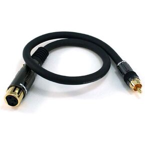 Monoprice XLR Female to RCA Male Cable - 15 Feet - Black, 16AWG Shielded Twisted Pair Oxygen-Free Copper Braid Conductors, E21 Gold Plated Connectors - Premier Series, 15ft in Kuwait
