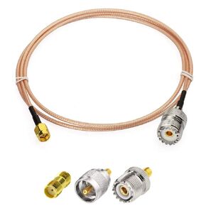 Superbat SMA Male to SO239 RF Coaxial Coax Cable 6.5ft + 3pcs Adapter Kit, SMA to UHF Cable + SMA to SO239/PL259 Adapter Kit for RF Applications/CB Radio/Handheld Radio Antenna/Walkie Talkie etc