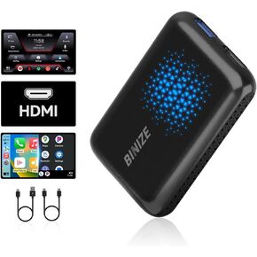 صندوق Binize Carplay AI يدعم CarPlay Android Auto اللاسلكي، صندوق Carplay السحري لسيارات CarPlay السلكية في المصنع، يدعم HDMI، USB، مرآة الهاتف، Stream Netflix، YouTube، Disney، Hulu إلى سيارتك in Kuwait