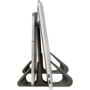 Octoo Vertical Laptop Stand, Litestand Vertical Double Desktop Stand Holder Design Space-Saving for All MacBook, Chromebook, Surface, Dell, iPad Up to 17.3 Inches - Black in Saudi Arabia