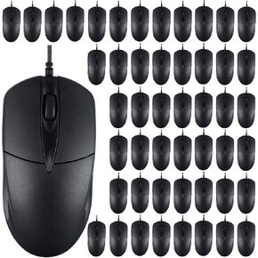 Kathfly 50 Pcs Black Wired USB Computer Mouse Bulk 1000 DPI 3 Button Corded Mouse with Home Office Noiseless Simple USB Mouse for Computer Laptop Desktop PC in Saudi Arabia