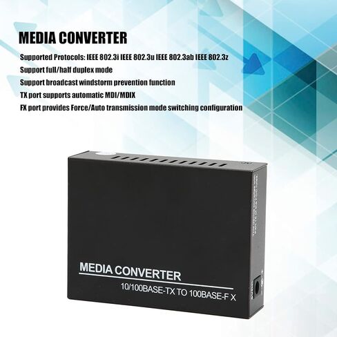 محول وسائط فايبر، 10 متر 100 متر منفذ RJ45 إلى 100 قاعدة محول وسائط فايبر متعدد الأوضاع وضع مزدوج كامل محول وسائط إيثرنت متعدد الوظائف مع مؤشرات LED (مقابس الولايات المتحدة 110-240 فولت) in Saudi Arabia