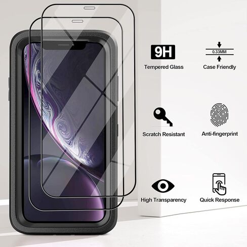 for iPhone XR Case with Belt Clip and 2 Pack Screen Protector - Military Grade Rugged Full Body Phone Case for Men and Women (Black+Orange) in Kuwait