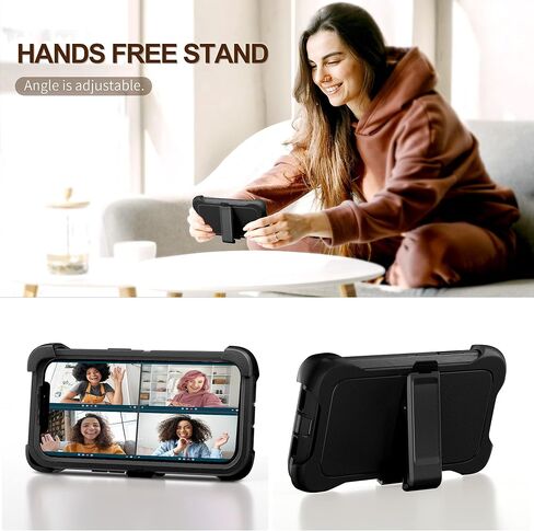 for iPhone XR Case with Belt Clip and 2 Pack Screen Protector - Military Grade Rugged Full Body Phone Case for Men and Women (Black+Orange) in Kuwait