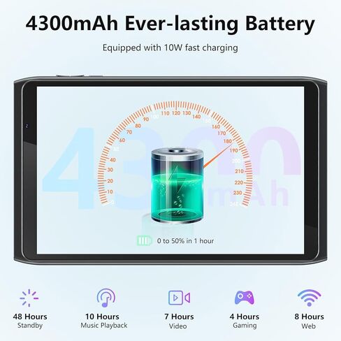 تابلت Bnegynng مقاس 8 بوصات Android 12، وذاكرة وصول عشوائي 2 جيجا بايت وذاكرة تخزين داخلية 32 جيجا بايت وسعة 512 جيجا بايت قابلة للتوسيع، WiFi6، معالج رباعي النواة، كاميرا مزدوجة، شاشة لمس IPS HD، كمبيوتر لوحي بعمر بطارية طويل in Kuwait