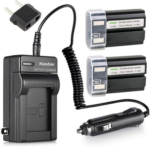 بطارية Kastar EN-EL1 (عبوتان) ومجموعة شاحن لكاميرات ENEL1 وMinota NP-800 وCooipix 4300 4500 4800 5400 5700 775 8700 880 885 995 Coolpix E880 وKonica Minota DG-5W Dimage A200 in Saudi Arabia