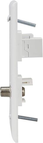 Ethernet Coax Wall Plate 2Port,PHIZLI 1 Cat6 Ethernet Port and 1 Gold-Plated Cable TV Coax F Type Port Wall Plate (White) in Kuwait