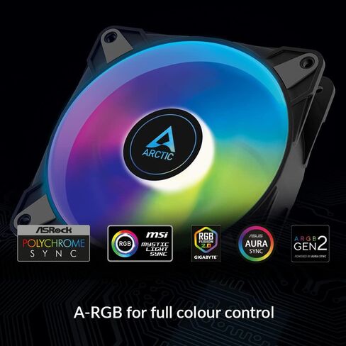 ARCTIC P14 PWM PST A-RGB (3 عبوات) - مروحة حافظة، 140 مم PWM، مُحسّنة للضغط الثابت، شبه سلبي: 0-1900 دورة في الدقيقة، 5V 3 Pin A-RGB LED - أسود in Saudi Arabia