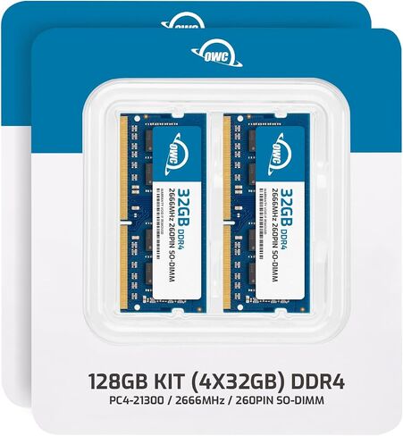 وحدة ذاكرة الوصول العشوائي OWC 32 جيجابايت (2 × 16 جيجابايت) PC21300 DDR4 2666MHz 260pin SO-DIMMs، متوافقة مع Mac Mini 2018، iMac 2019 وما فوق، وأجهزة الكمبيوتر المتوافقة، (OWC2666DDR4S32P) in Kuwait