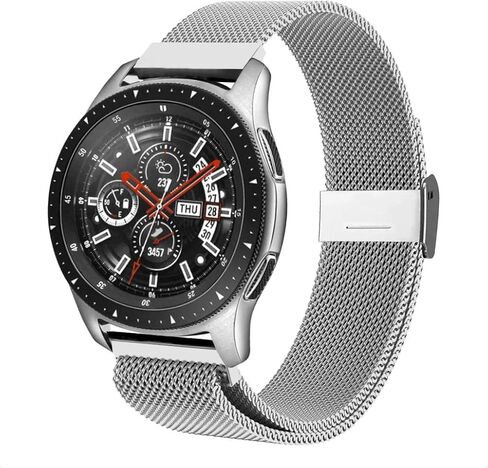 حزام سوار بحلقة شبكية من الفولاذ المقاوم للصدأ مقاس 22 مم متوافق مع ساعة Samsung Galaxy Watch 3 45 مم/Gear S3 Frontier/السوار الكلاسيكي، بديل لساعة Ticwatch Pro/Samsung Galaxy Watch 46 مم in Kuwait