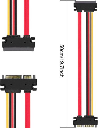 DKARDU 4 Pack 22-pin (7+15) SATA Data and Power Combo Extension Cable, 22-pin (7+15) Sata Male to Female Hard Drive Cable for HDD SDD Optical Drive 50cm 20-inch in Saudi Arabia