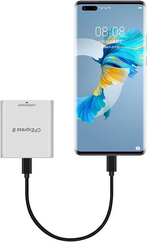 قارئ بطاقات نوع بي من سي اف اكسبريس، محول قارئ بطاقة ذاكرة سريع 10 جيجابايت في الثانية USB C الى USB C/USB A مع سرعة نقل USB3.1 الجيل الثاني، متوافق مع ويندوز/ماك/لينكس/اندرويد in Kuwait