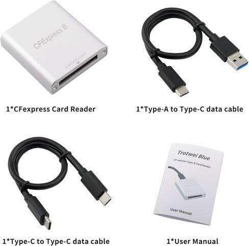 قارئ بطاقات نوع بي من سي اف اكسبريس، محول قارئ بطاقة ذاكرة سريع 10 جيجابايت في الثانية USB C الى USB C/USB A مع سرعة نقل USB3.1 الجيل الثاني، متوافق مع ويندوز/ماك/لينكس/اندرويد in Kuwait