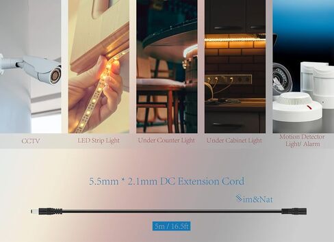 SIM&NAT 20AWG 16.5 Feet 2.1mm x 5.5mm Male to Female DC Extension Wire Power Jack Adapter Barrel Plug Cable, Extension Wire for CCTV Security Camera, DVR,HDVD, LED Strip Light, Low Voltage Application in Saudi Arabia