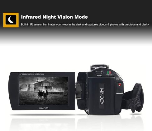 فوتو 4 ليس كاميرا فيديو MN4K25NV 4K UHD / 30 ميجابكسل للرؤية الليلية (اسود) + بطاقة ذاكرة SD 32GB + حافظة صلبة لبطاقة الذاكرة + قارئ بطاقة SD USB عالي السرعة + حامل ثلاثي القوائم للطاولة من مينولتا in Kuwait