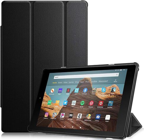 حافظة Fintie رفيعة لجهاز Amazon Fire HD 10 Tablet (متوافقة مع الجيلين السابع والتاسع، إصدارات 2017 و2019) - غطاء حامل واقٍ خفيف الوزن للغاية مع خاصية التنبيه/السكون التلقائي، أسود in Saudi Arabia