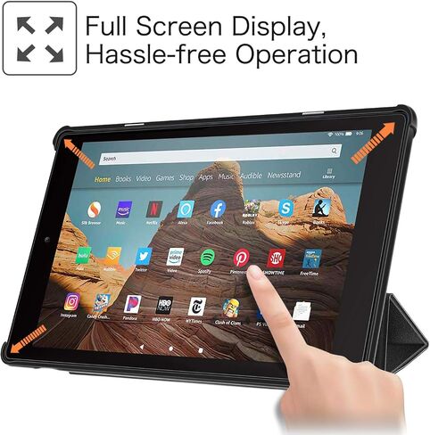 حافظة Fintie رفيعة لجهاز Amazon Fire HD 10 Tablet (متوافقة مع الجيلين السابع والتاسع، إصدارات 2017 و2019) - غطاء حامل واقٍ خفيف الوزن للغاية مع خاصية التنبيه/السكون التلقائي، أسود in Saudi Arabia