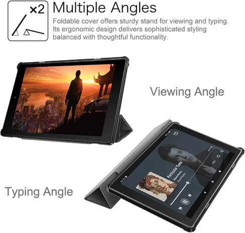 حافظة Fintie رفيعة لجهاز Amazon Fire HD 10 Tablet (متوافقة مع الجيلين السابع والتاسع، إصدارات 2017 و2019) - غطاء حامل واقٍ خفيف الوزن للغاية مع خاصية التنبيه/السكون التلقائي، أسود in Saudi Arabia