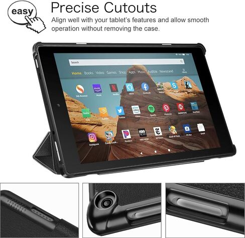 حافظة Fintie رفيعة لجهاز Amazon Fire HD 10 Tablet (متوافقة مع الجيلين السابع والتاسع، إصدارات 2017 و2019) - غطاء حامل واقٍ خفيف الوزن للغاية مع خاصية التنبيه/السكون التلقائي، أسود in Saudi Arabia