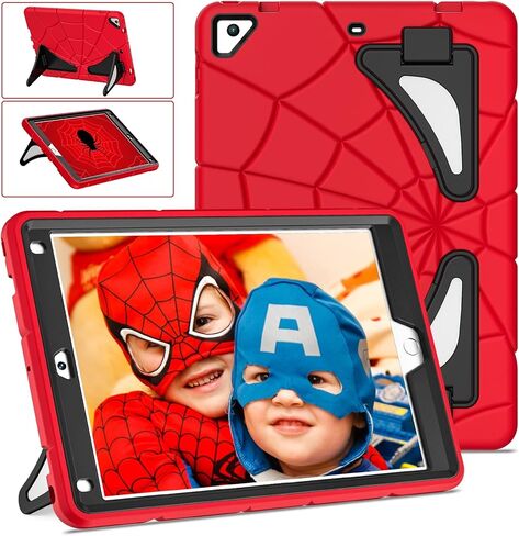 Auizotl iPad 6th Generation Cases iPad 5th Generation Case iPad Pro 9.7 Case,Hybrid Shockproof Rugged Case Cover with Kickstand for iPad Air 2 Case, Red Black in Kuwait