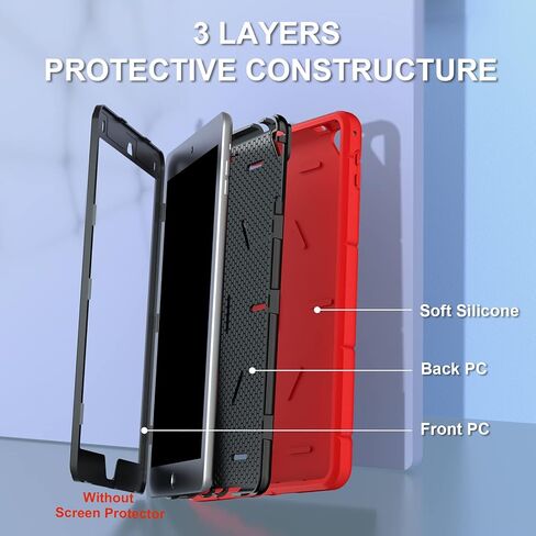 Auizotl iPad 6th Generation Cases iPad 5th Generation Case iPad Pro 9.7 Case,Hybrid Shockproof Rugged Case Cover with Kickstand for iPad Air 2 Case, Red Black in Kuwait