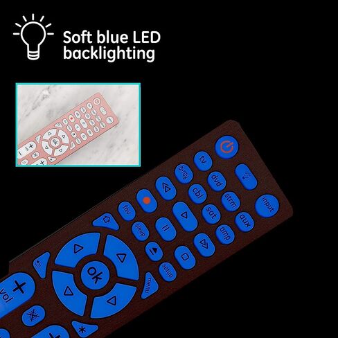 GE 8-Device Backlit Universal Remote Control for Samsung, Vizio, LG, Sony, Sharp, Roku, Apple TV, RCA, Panasonic, Smart TV, Streaming Players, Blu-Ray, DVD, Simple Setup, Rose, 47511 in Saudi Arabia