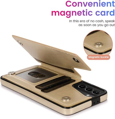 حافظة ACXLIFE Galaxy S21 Plus 5G S21+ غطاء حماية المحفظة مع فتحة حامل البطاقة، حافظة جلدية رفيعة لهاتف Samsung S21 Plus 6.7 بوصة (أحمر) in Kuwait