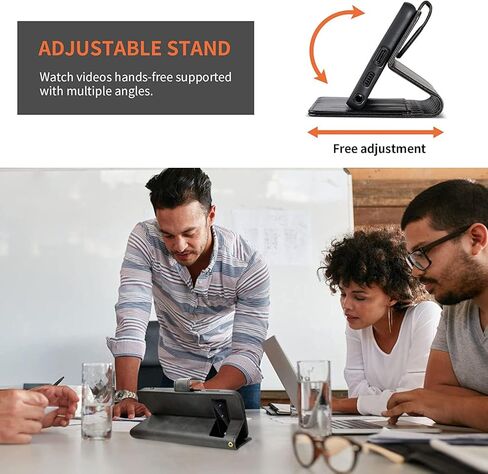 حافظة لهاتف Google Pixel 8 وواقي شاشة من الزجاج المقسى، غطاء محفظة من جلد البولي يوريثان واقي حافظة هاتف [حماية كاملة] [فتحات للبطاقات] [مسند] لهاتف Google Pixel 8، أسود in Kuwait