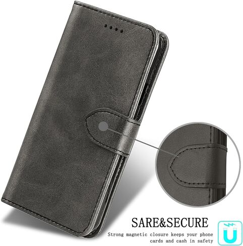 حافظة لهاتف Google Pixel 8 وواقي شاشة من الزجاج المقسى، غطاء محفظة من جلد البولي يوريثان واقي حافظة هاتف [حماية كاملة] [فتحات للبطاقات] [مسند] لهاتف Google Pixel 8، أسود in Kuwait