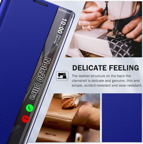 Qissy for Samsung Galaxy Note 20 Ultra 5G Case View Clear Smart Window Leather for Samsung Note 20 Ultra Case Slim Mirror Hard PC Kickstand Luxury Flip Shockproof Galaxy Note 20 Ultra Cover (Pink) in Kuwait
