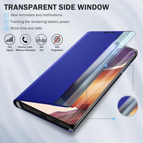 Qissy for Samsung Galaxy Note 20 Ultra 5G Case View Clear Smart Window Leather for Samsung Note 20 Ultra Case Slim Mirror Hard PC Kickstand Luxury Flip Shockproof Galaxy Note 20 Ultra Cover (Pink) in Kuwait