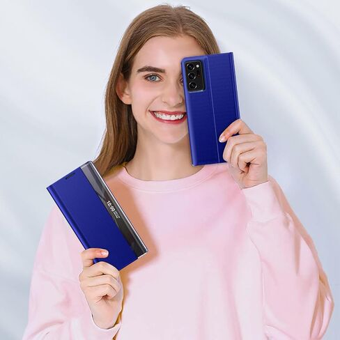 Qissy for Samsung Galaxy Note 20 Ultra 5G Case View Clear Smart Window Leather for Samsung Note 20 Ultra Case Slim Mirror Hard PC Kickstand Luxury Flip Shockproof Galaxy Note 20 Ultra Cover (Pink) in Kuwait