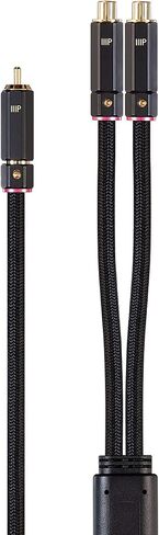كابل Monoprice RCA إلى 2 RCA Pigtail - 3 أقدام - أسود، مطلي M/ذهبي، محمي مزدوج بضفائر نحاسية - سلسلة Onix in Kuwait