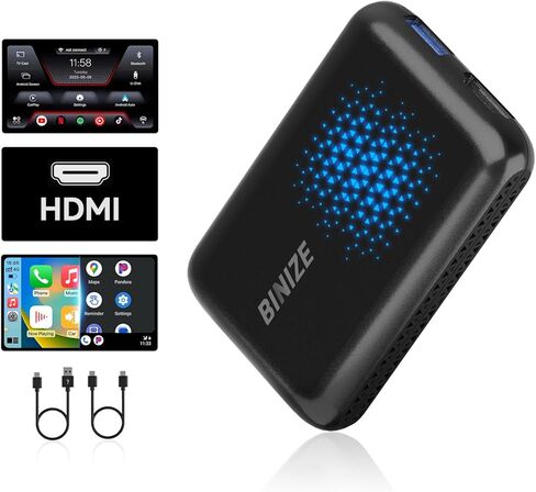 صندوق Binize Carplay AI يدعم CarPlay Android Auto اللاسلكي، صندوق Carplay السحري لسيارات CarPlay السلكية في المصنع، يدعم HDMI، USB، مرآة الهاتف، Stream Netflix، YouTube، Disney، Hulu إلى سيارتك in Kuwait
