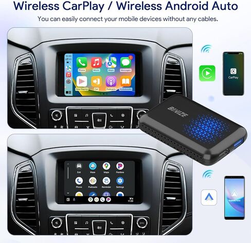 صندوق Binize Carplay AI يدعم CarPlay Android Auto اللاسلكي، صندوق Carplay السحري لسيارات CarPlay السلكية في المصنع، يدعم HDMI، USB، مرآة الهاتف، Stream Netflix، YouTube، Disney، Hulu إلى سيارتك in Kuwait