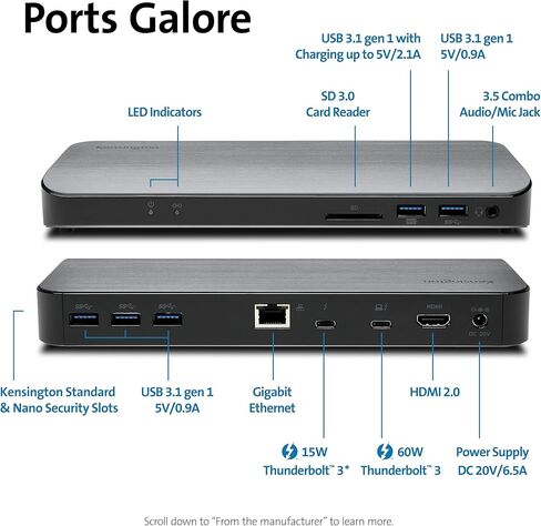 كينسينغتون SD5350T ثندربولت 3 قاعدة شحن مع قارئ بطاقة اس دي (K38626NA) in Kuwait