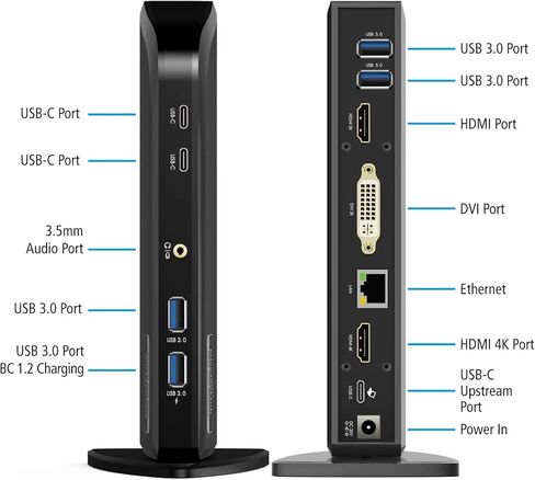 محطة إرساء Diamond Multimedia DS3900PD Diamond Multimedia Triple Display 4K Universal Type-C مع توصيل الطاقة (65 وات) لأجهزة الكمبيوتر المحمولة Mac وWindows المجهزة من النوع C/Thunderbolt 3 in Kuwait