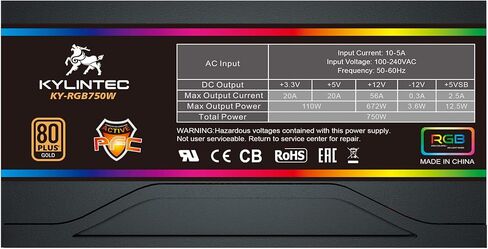 80+ Gold Power Supply 750w، ATX PSU 750W إدارة الكابلات المعيارية بالكامل مع 25 وضعًا ARGB Silent Fan - ضمان 5 سنوات in Kuwait