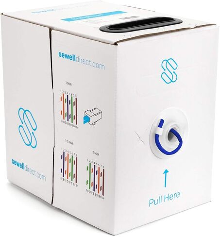 Sewell Direct SW-29776-250 كابل SolidRun Cat6 السائب، UTP، CM، 23 AWG، محتوى نحاسي عالي CCA، سترة PVC زرقاء، 250 قدم. in Kuwait