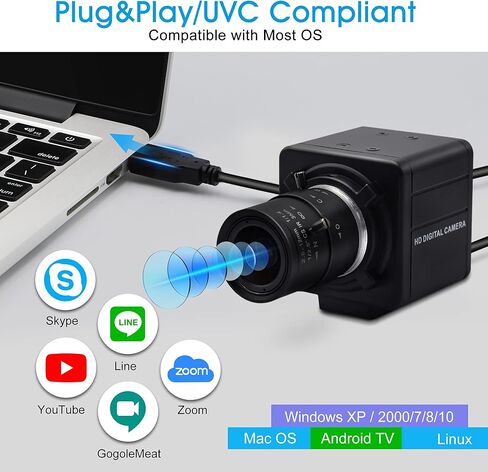 كاميرا USB 1080P مع تكبير 2.8-12 مم كاميرا ويب بتركيز متغير وكاميرا كمبيوتر عالية السرعة صغيرة UVC USB2.0 USB مع كاميرا للكمبيوتر الصناعي وكاميرا فيديو مقربة 100 إطار في الثانية 60 إطارًا في الثانية وكاميرا ويب بعدسة متغيرة البعد in Kuwait