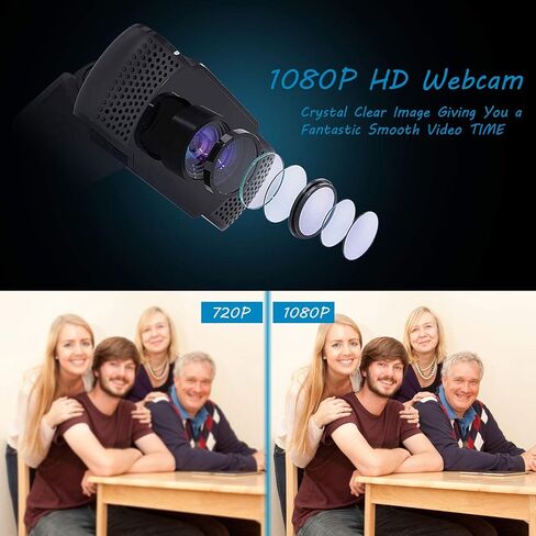 كاميرا ويب FHD 1080P مدمجة بميكروفون مدمج بزاوية واسعة USB للتوصيل والتشغيل مع تصحيح ضوء متقدم للبث المباشر والمؤتمرات ومكالمات الفيديو على فيسبوك ويوتيوب in Kuwait