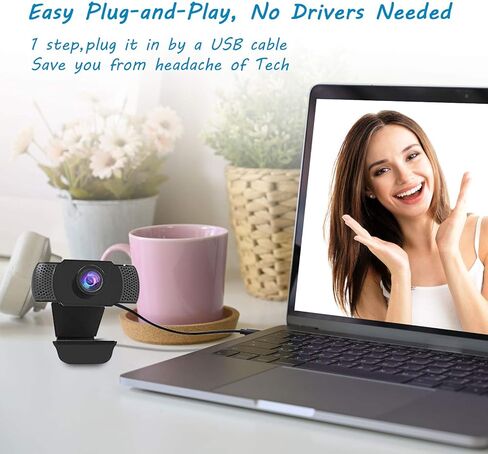 كاميرا ويب FHD 1080P مدمجة بميكروفون مدمج بزاوية واسعة USB للتوصيل والتشغيل مع تصحيح ضوء متقدم للبث المباشر والمؤتمرات ومكالمات الفيديو على فيسبوك ويوتيوب in Kuwait